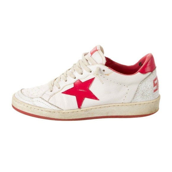 Golden Goose Women's Ball Star in white leather with red star and heel tab (US7) - Picture 1 of 10
